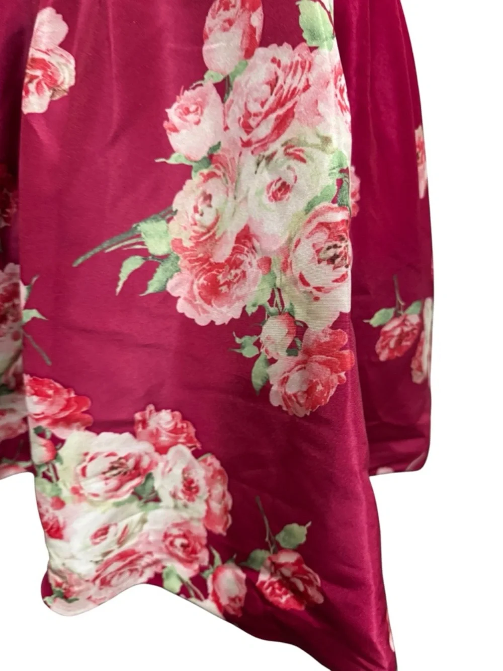 Sherri Hill Magenta Floral Plunge Satin Party Dress - Picture 8 of 12